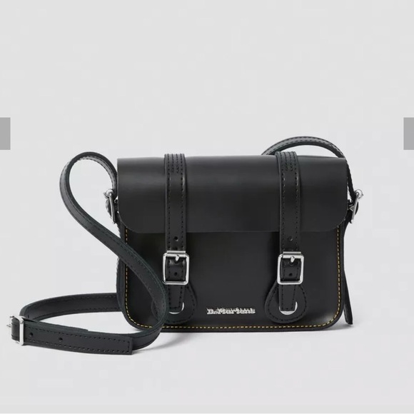 Dr. Martens Black 7 INCH LEATHER CROSSBODY BAG - Picture 1 of 5
